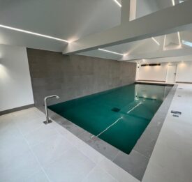 Large Format Tiled Pool - New Build, Bedfordshire - Wide View 2, Filled | Blue Cube Pools